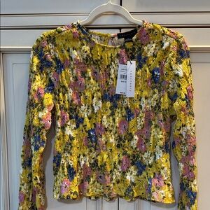 Sanctuary Yellow Floral Smocked Blouse